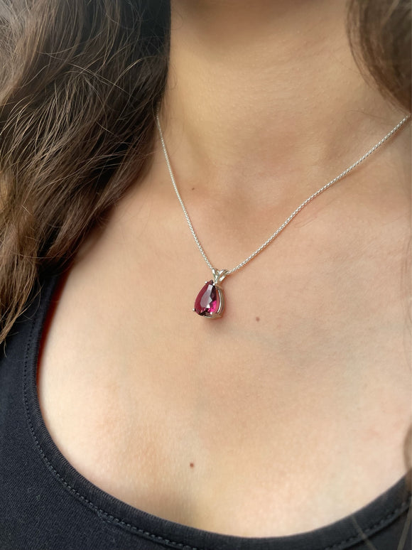 Pink Tourmaline Teardrop Necklace