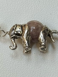 Sterling Silver Elephant Necklace with Peach Moonstone
