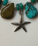 Turquoise and Sterling Silver Starfish Necklace