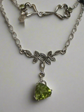 Sterling Silver and Peridot Leaf Necklace