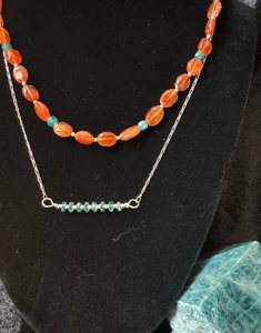 Apatite and Carnelian Necklace with Sterling Silver