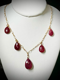 Radiance in Ruby: Gold-Filled Drop Necklace