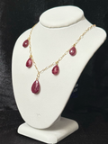 Radiance in Ruby: Gold-Filled Drop Necklace