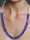 Adjustable Amethyst Necklace with Stainless Steel Chain and Sterling Silver Clasp – 18" to 21"