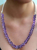Adjustable Amethyst Necklace with Stainless Steel Chain and Sterling Silver Clasp – 18" to 21"