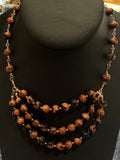 Blue Sandstone Necklace with Rose Gold Accents – 20"