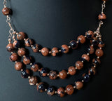 Blue Sandstone Necklace with Rose Gold Accents – 20"