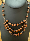 Blue Sandstone Necklace with Rose Gold Accents – 20"