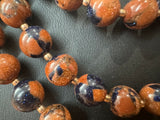 Blue Sandstone Necklace with Rose Gold Accents – 20"