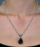 AAA-Rated Mozambique Garnet Necklace with Sterling Silver Oval Chain – 20"
