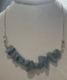 Blue Aquamarine Necklace with Sterling Silver Chain and Hook Clasp – 19"