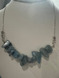 Blue Aquamarine Necklace with Sterling Silver Chain and Hook Clasp – 19"