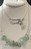 Sea Foam Aquamarine Necklace with Sterling Silver Chain and Hook Clasp – 19"