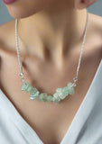 Sea Foam Aquamarine Necklace with Sterling Silver Chain and Hook Clasp – 19"