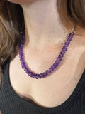 Adjustable Amethyst Necklace with Stainless Steel Chain and Sterling Silver Clasp – 18" to 21"