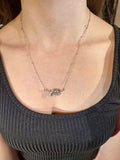 Sterling Silver Elephant Necklace with Peach Moonstone