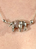 Sterling Silver Elephant Necklace with Peach Moonstone