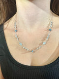 Aquamarine Necklace with Sterling Silver – Adjustable 18" to 20"