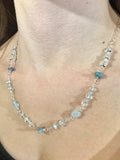 Aquamarine Necklace with Sterling Silver – Adjustable 18" to 20"