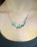 Sea Foam Aquamarine Necklace with Sterling Silver Chain and Hook Clasp – 19"