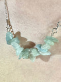 Sea Foam Aquamarine Necklace with Sterling Silver Chain and Hook Clasp – 19"