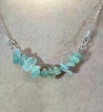 Sea Foam Aquamarine Necklace with Sterling Silver Chain and Hook Clasp – 19"