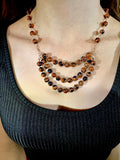 Blue Sandstone Necklace with Rose Gold Accents – 20"