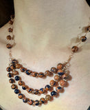 Blue Sandstone Necklace with Rose Gold Accents – 20"