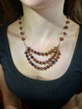 Blue Sandstone Necklace with Rose Gold Accents – 20"