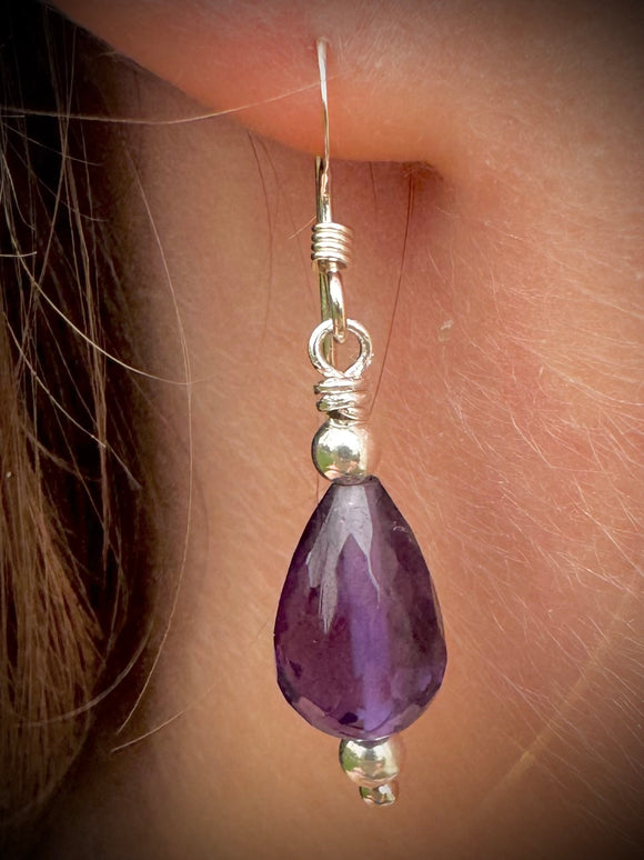 Elegant Amethyst & Sterling Silver Earrings – A Touch of Royalty