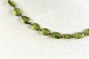 Faceted Peridot with Rose Gold Beads Necklace