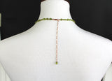 Faceted Peridot with Rose Gold Beads Necklace