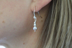 Sterling Silver & Pearl Dangle Earrings