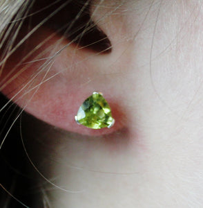 Trillion Peridot Earrings in Sterling Silver