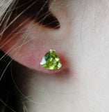 Trillion Peridot Earrings in Sterling Silver