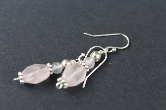 Rose Quartz & Sterling Silver Earrings