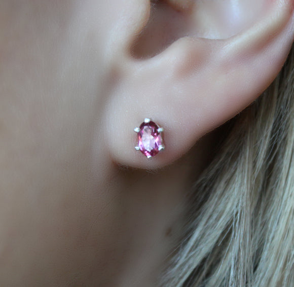 Pink Topaz Earrings in Sterling Silver