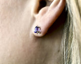 Oval Brazilian Amethyst Earrings in Sterling Silver