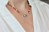 16" Elephant Necklace with Carnelian & Sterling Silver