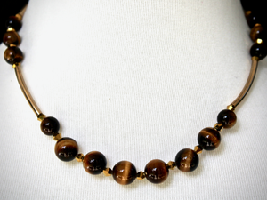 16" Tiger's-Eye and Gold Colored Necklace