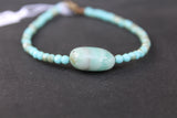 8 1/2" Small Faceted Glass Beads, Aqua Mix with single Amazonite Stone Bracelet