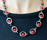 21" Red Coral & Black Spinel Necklace