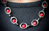 21" Red Coral & Black Spinel Necklace