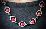 21" Red Coral & Black Spinel Necklace