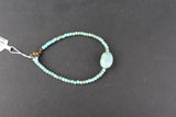 7 1/2" Small Faceted Glass Beads, Aqua Mix with single Amazonite Stone Bracelet