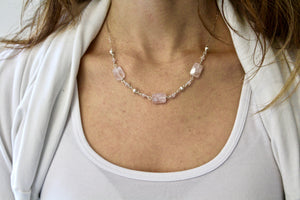 Rose Quartz and Sterling Silver Necklace