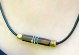 Wood and brass leather slip knot necklace