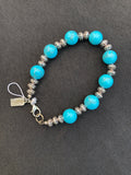 7" Turquoise & Tibetan Silver Bracelet