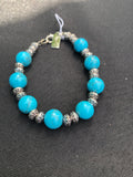 7" Turquoise & Tibetan Silver Bracelet