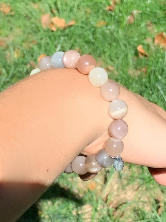 7” Peach Moonstone Stretch Bracelet